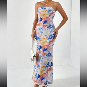 Floral Strapless Maxi Dress